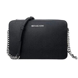 Michael Kors Jet Set Item Crossbody Bag, Black with Silver Hardware